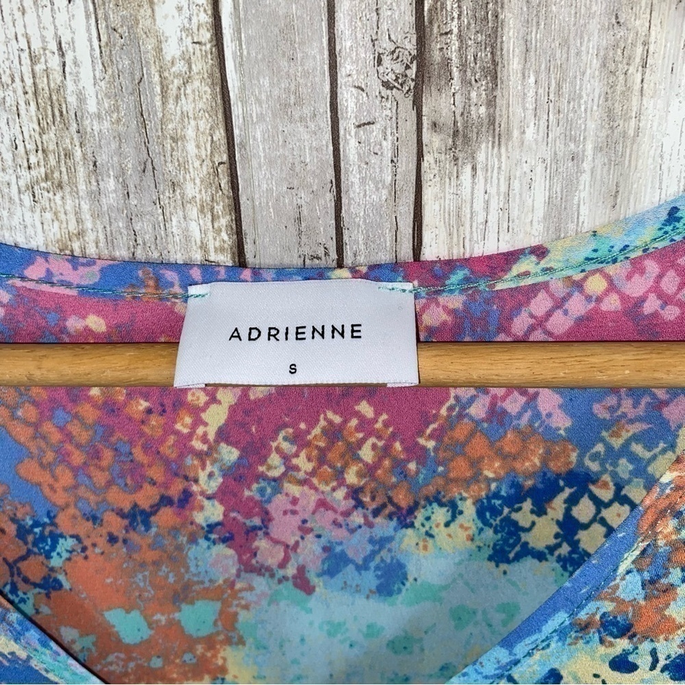 Adrienne Sheer Snake Print Oversized V-Neck Tunic Blouse Blue Pink Size S - Picture 5 of 5